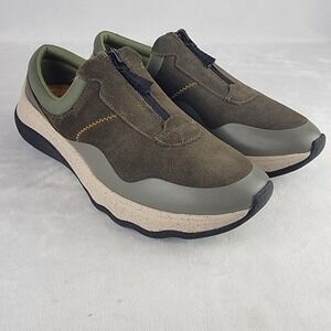 Clarks Jaunt Way Dark Olive Suede Zip Up Sneakers Mens 10 M 26168979